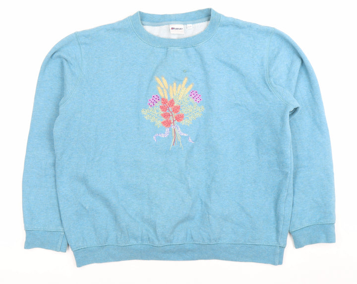 Damart Women’s Blue Embroidered Pullover Sweatshirt Size 12/14