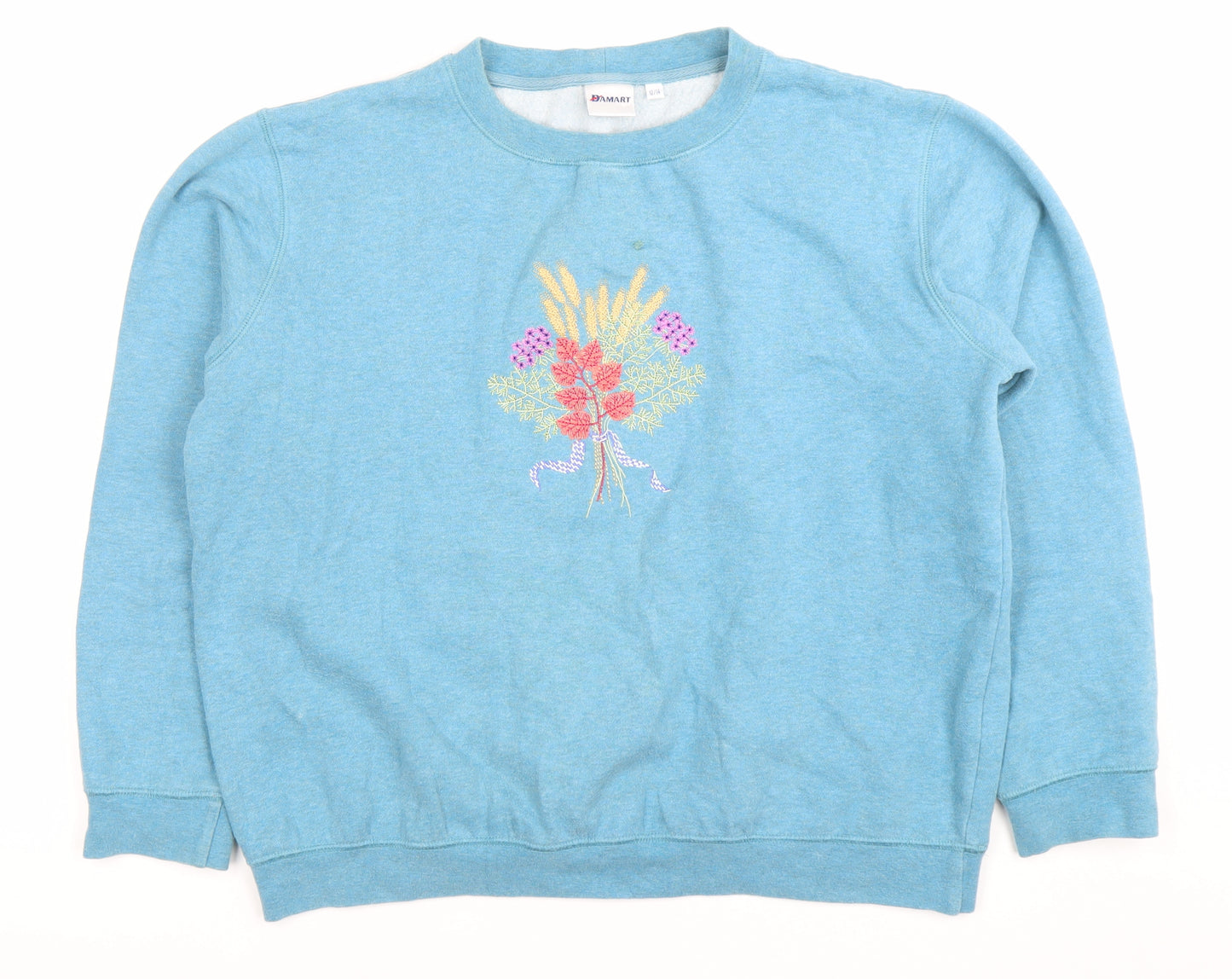 Damart Women’s Blue Embroidered Pullover Sweatshirt Size 12/14