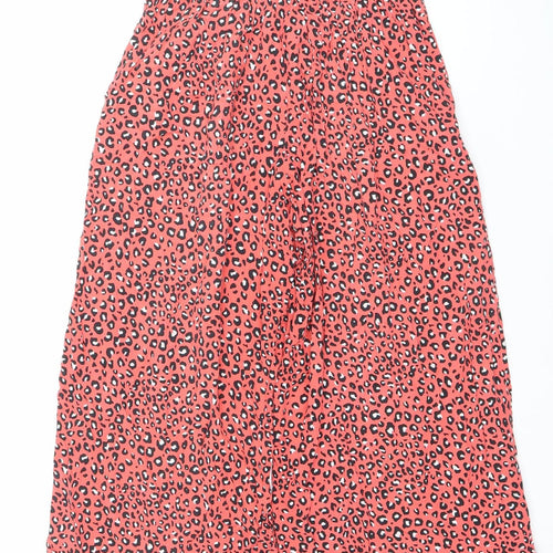 Marks and Spencer Women’s Red Animal Print Wide-Leg Trousers Size 6