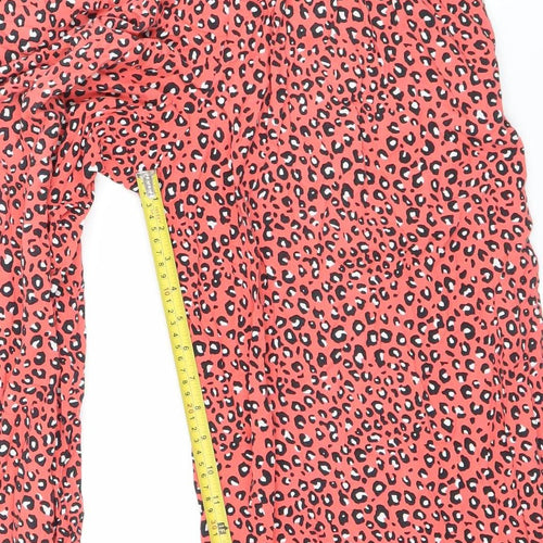 Marks and Spencer Women’s Red Animal Print Wide-Leg Trousers Size 6