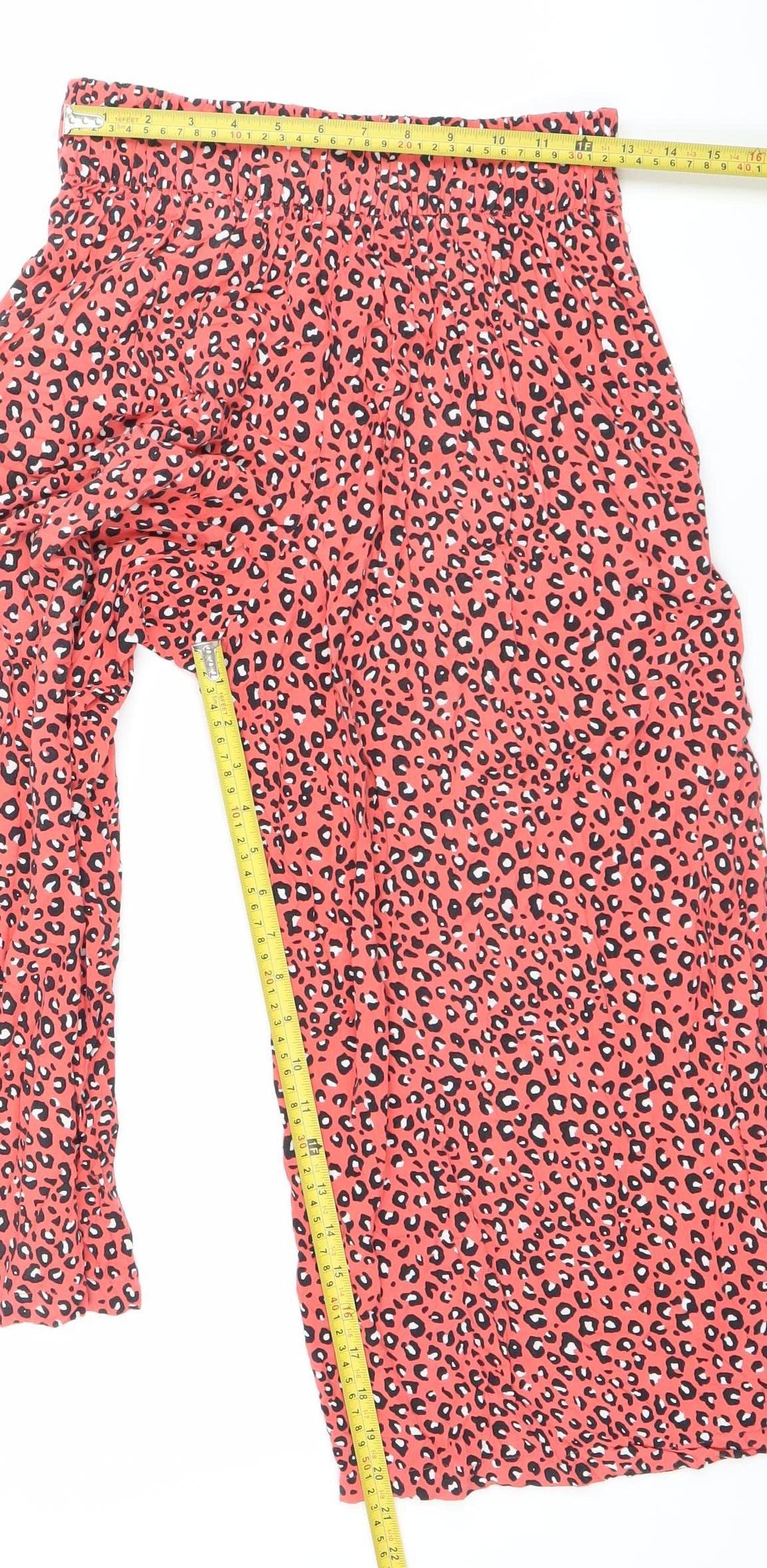 Marks and Spencer Women’s Red Animal Print Wide-Leg Trousers Size 6