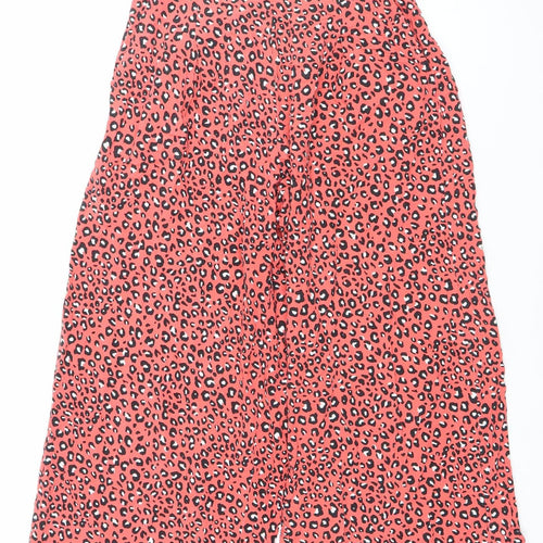 Marks and Spencer Women’s Red Animal Print Wide-Leg Trousers Size 6