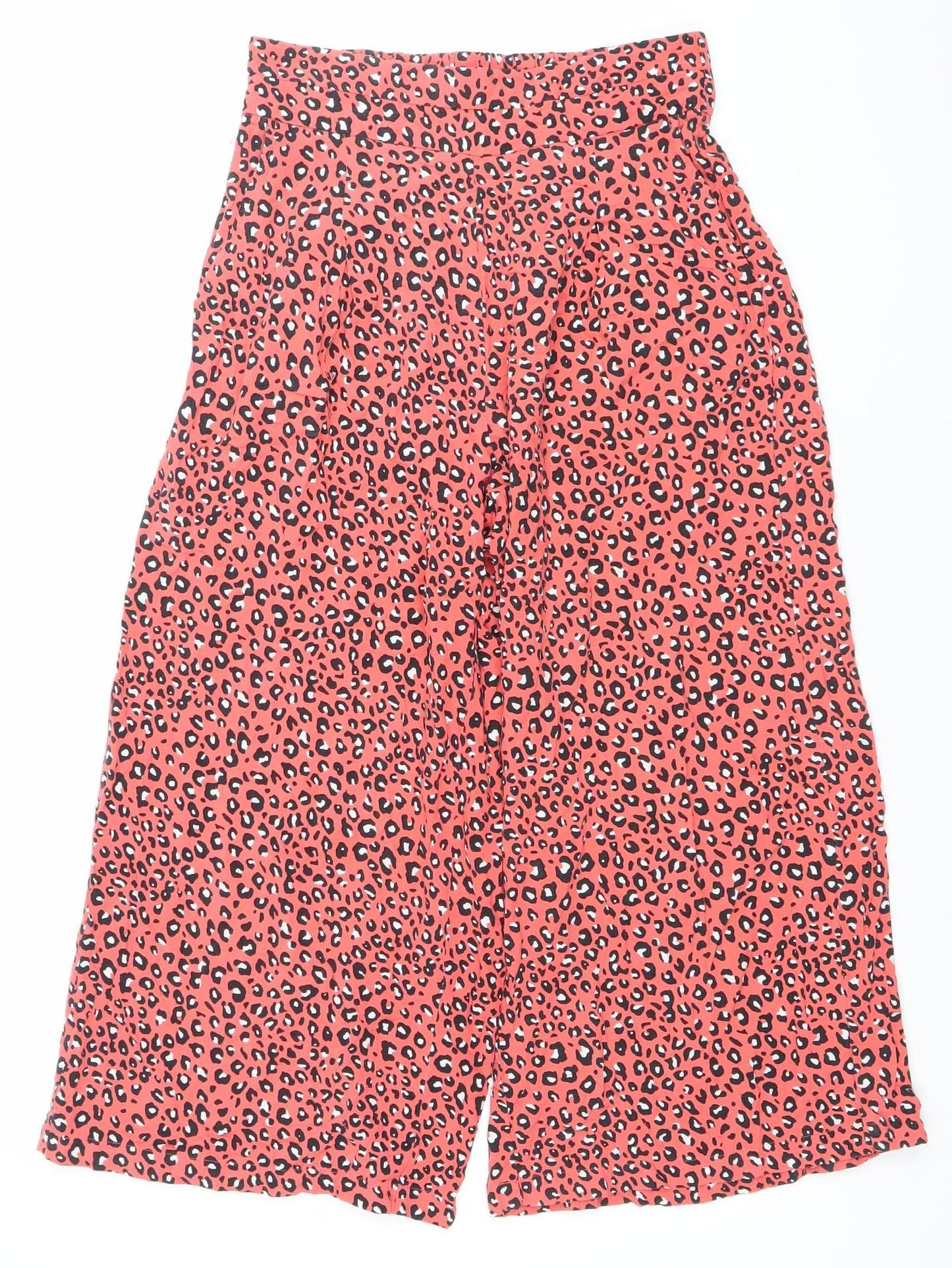 Marks and Spencer Women’s Red Animal Print Wide-Leg Trousers Size 6