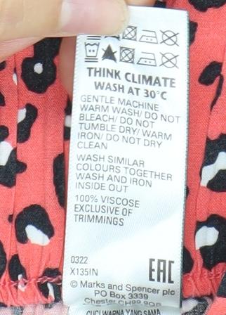 Marks and Spencer Women’s Red Animal Print Wide-Leg Trousers Size 6
