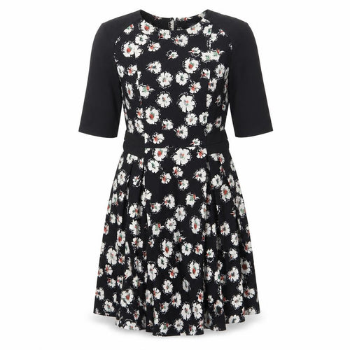 Zara Women Black Floral Fit & Flare V-Neck Dress Size L