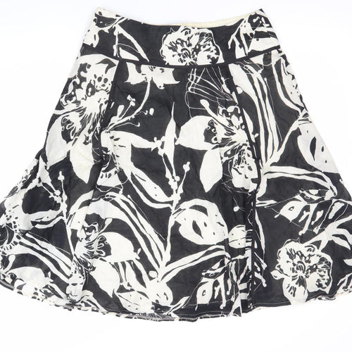 Marks and Spencer Womens Black Floral A-Line Skirt Size 12