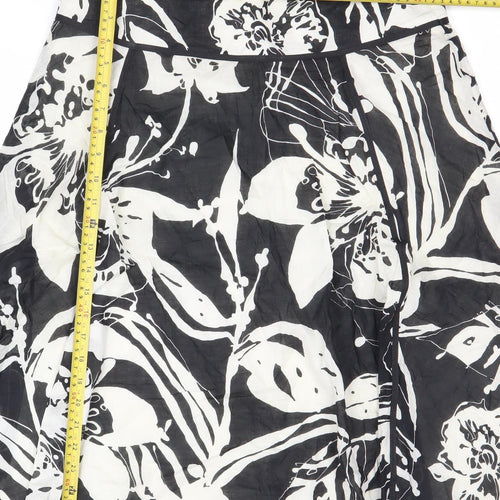 Marks and Spencer Womens Black Floral A-Line Skirt Size 12