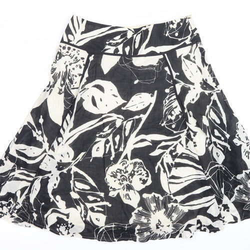 Marks and Spencer Womens Black Floral A-Line Skirt Size 12