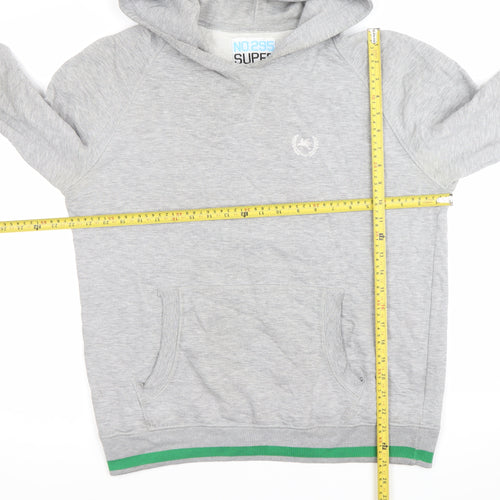 Super Men's Grey Pullover Hoodie Size L with Logo