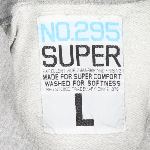 Super Men's Grey Pullover Hoodie Size L with Logo