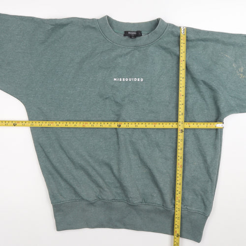 Missguided Womens Green Logo Pullover Sweatshirt UK 8 Tall Casual