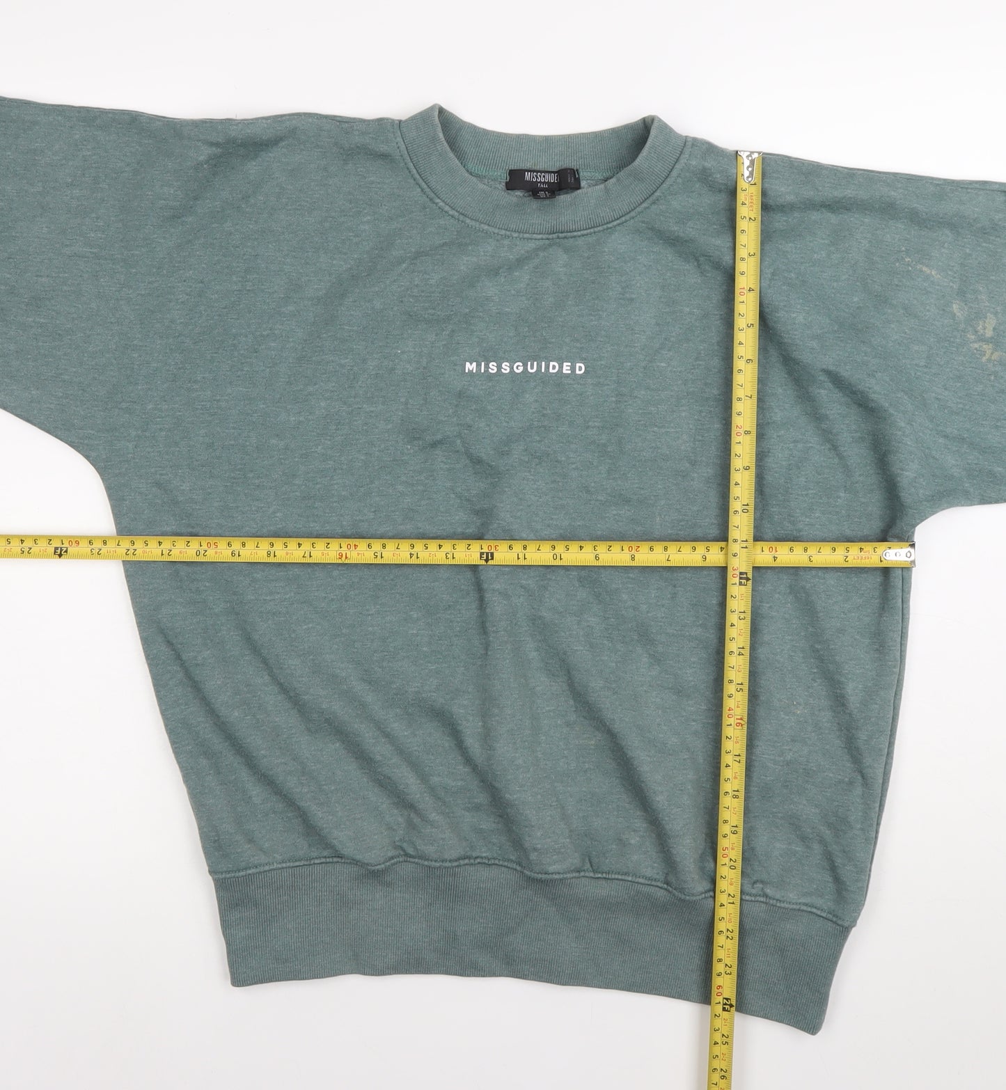 Missguided Womens Green Logo Pullover Sweatshirt UK 8 Tall Casual