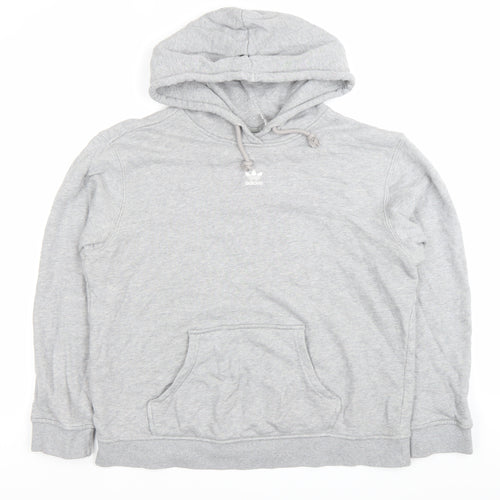 Adidas Womens Grey Pullover Hoodie Size 16 Regular Fit Casual Sportswear