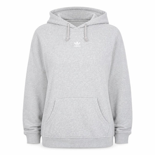 Front view of Adidas women’s grey pullover hoodie, size UK 16, regular fit casual sportswear