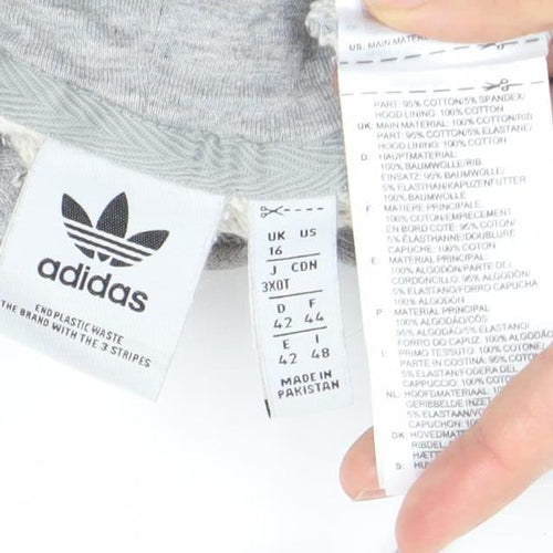 Adidas Womens Grey Pullover Hoodie Size 16 Regular Fit Casual Sportswear
