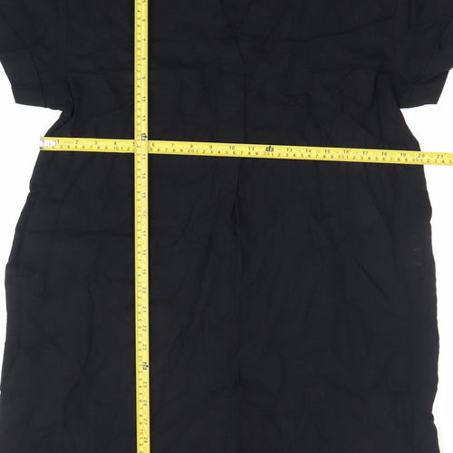 H&M Women’s Black Shift Dress Size S Short Sleeve Collared Viscose