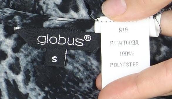 Globus Womens Grey Snake Print Tunic Blouse S 3/4 Sleeve Chiffon