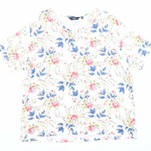 Isle Essentials Women’s Multicoloured Floral Cotton V-Neck T-Shirt Plus Size 22-24