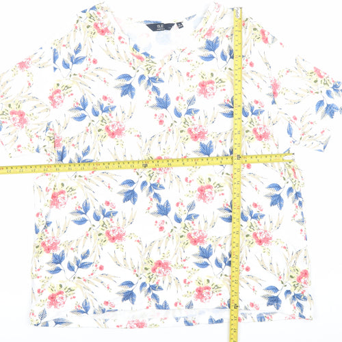 Isle Essentials Women’s Multicoloured Floral Cotton V-Neck T-Shirt Plus Size 22-24