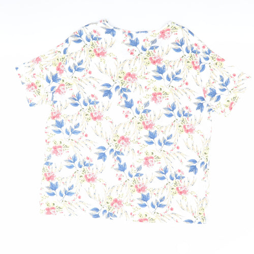 Isle Essentials Women’s Multicoloured Floral Cotton V-Neck T-Shirt Plus Size 22-24