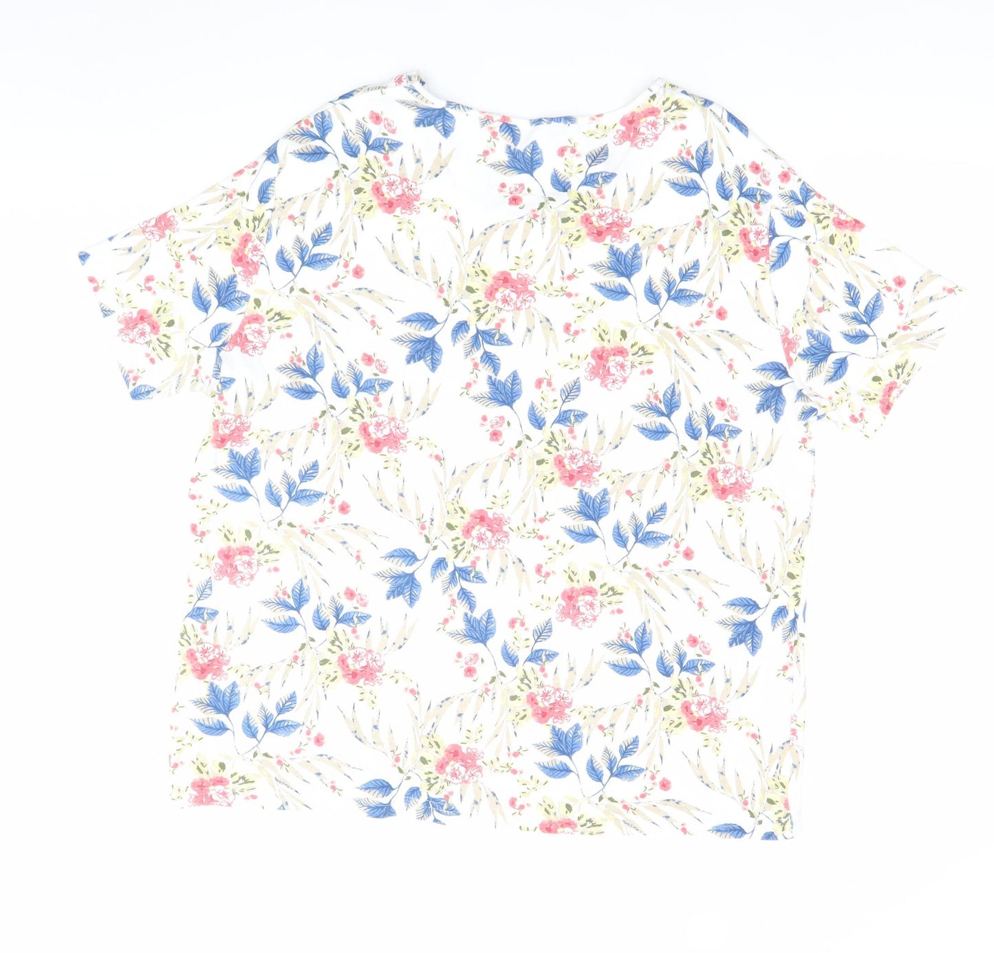 Isle Essentials Women’s Multicoloured Floral Cotton V-Neck T-Shirt Plus Size 22-24
