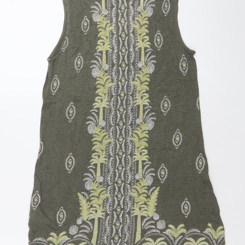 White Stuff Womens Green Linen Tunic Tank Top UK 8 Scoop Neck Boho Summer