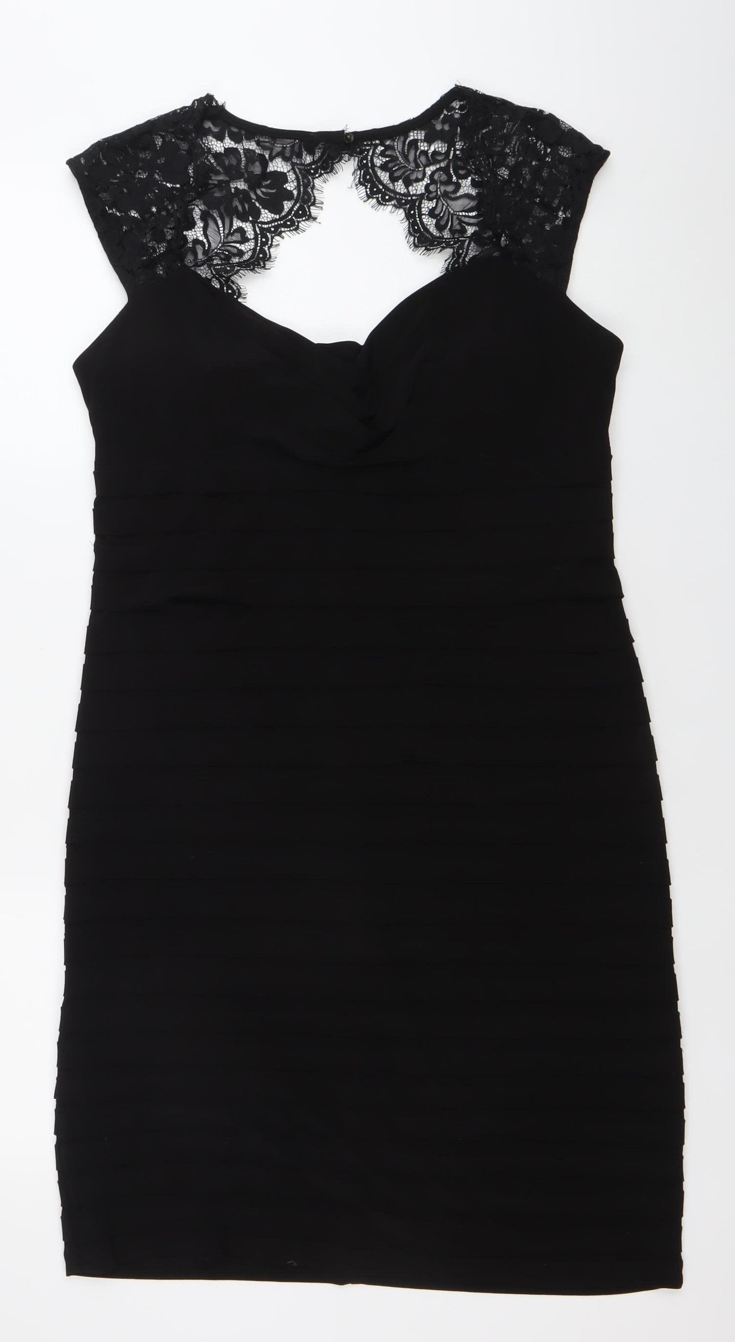 Sophie M Women’s Black Lace Bodycon Knee Length Dress Size 14