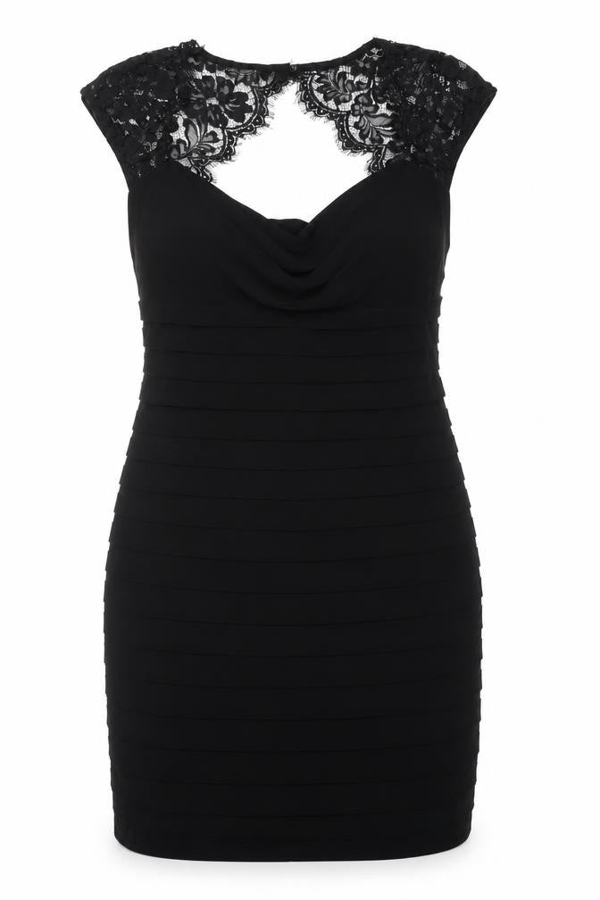 Sophie M Women’s Black Lace Bodycon Knee Length Dress Size 14