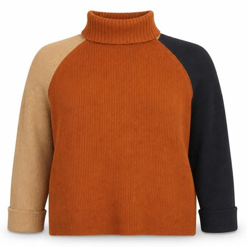 French Connection Women’s Brown Beige Black Roll Neck Jumper L