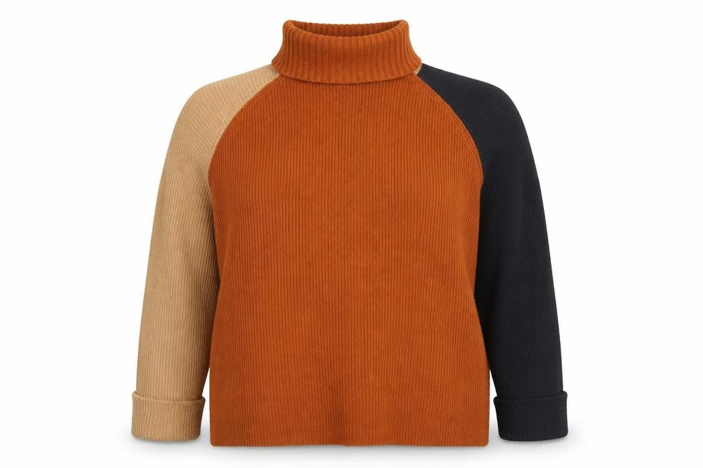 French Connection Women’s Brown Beige Black Roll Neck Jumper L