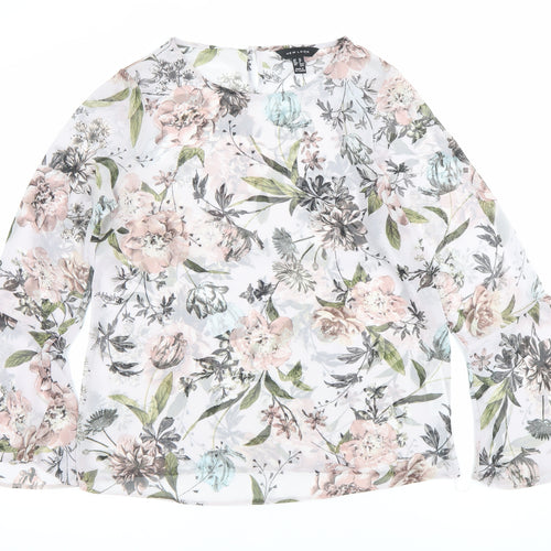 New Look Womens Multicoloured Floral Blouse Size 10 Bell Sleeve