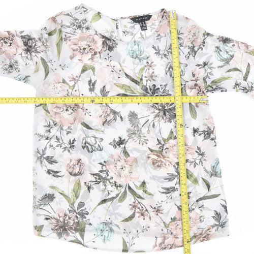 New Look Womens Multicoloured Floral Blouse Size 10 Bell Sleeve
