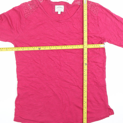 FatFace Womens Pink Lace Shoulder Long Sleeve Cotton Top Size 12
