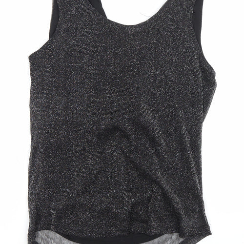 Vila Women’s Black Glitter Cowl Neck Sleeveless Tank Top M