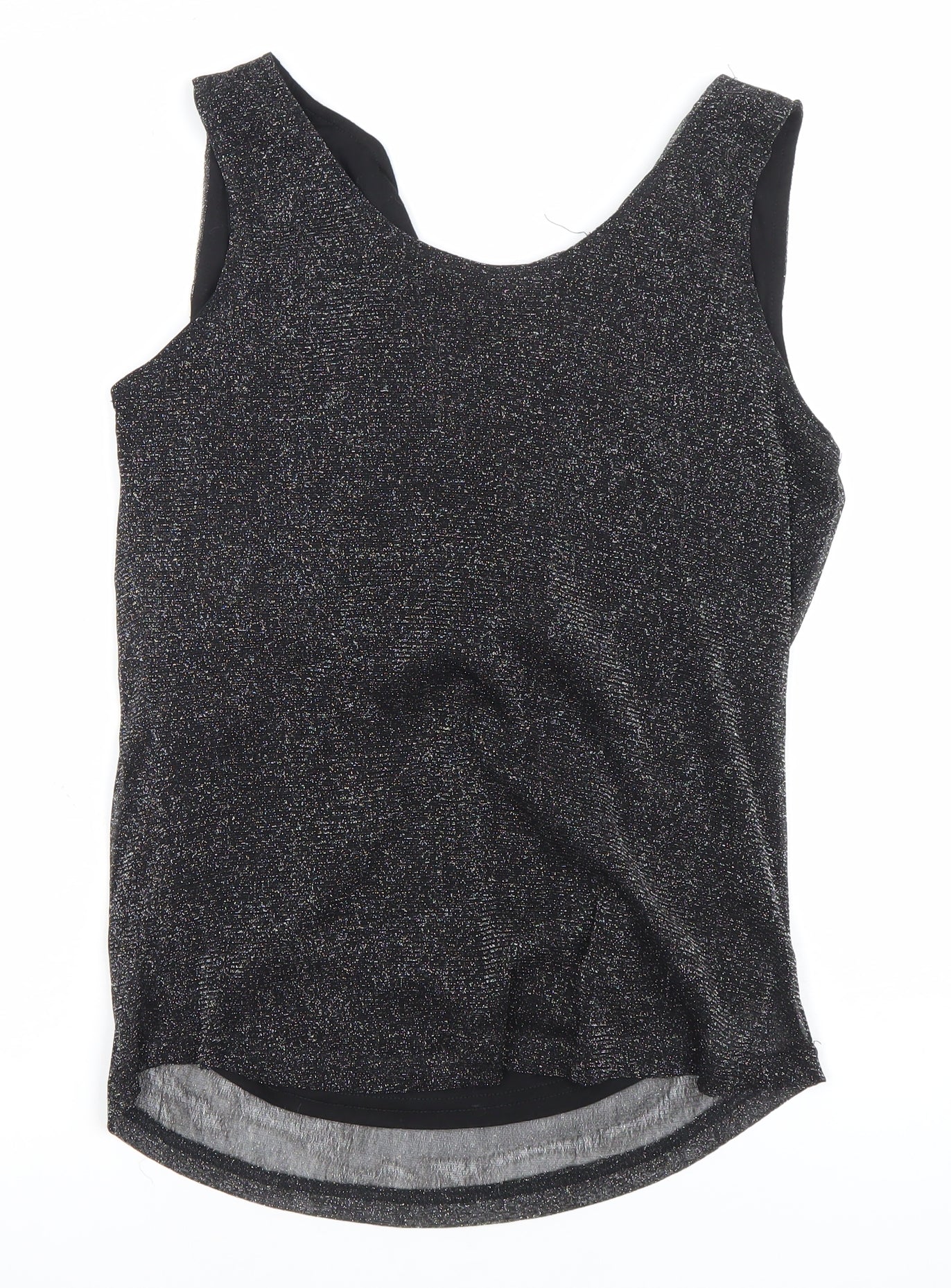 Vila Women’s Black Glitter Cowl Neck Sleeveless Tank Top M