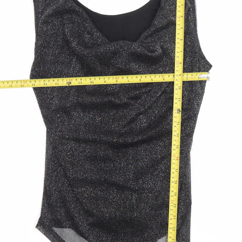 Vila Women’s Black Glitter Cowl Neck Sleeveless Tank Top M