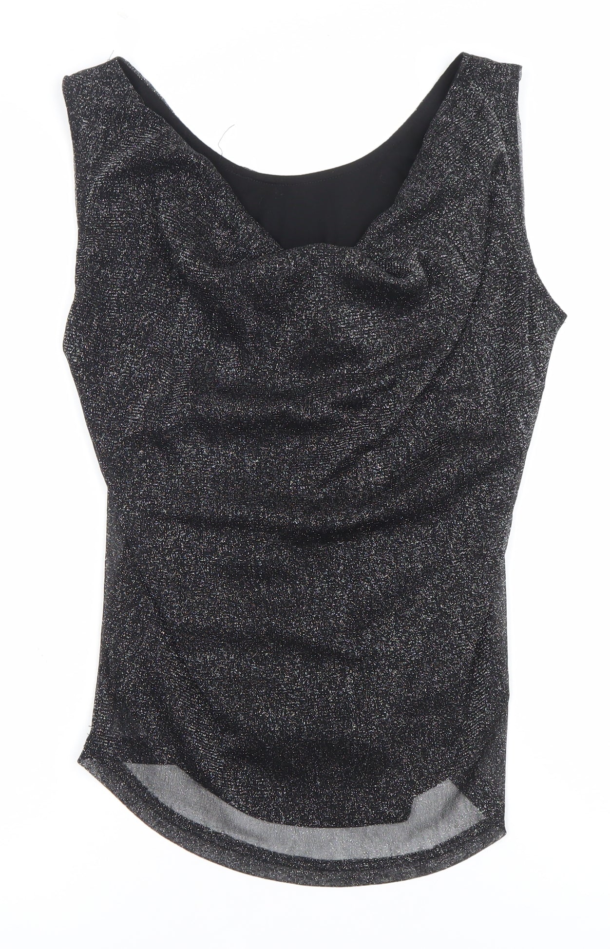 Vila Women’s Black Glitter Cowl Neck Sleeveless Tank Top M