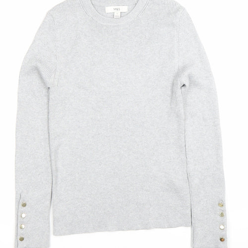 Marks and Spencer Women’s Grey Crew Neck Jumper Size 12 Long Sleeve
