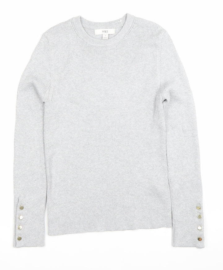 Marks and Spencer Women’s Grey Crew Neck Jumper Size 12 Long Sleeve