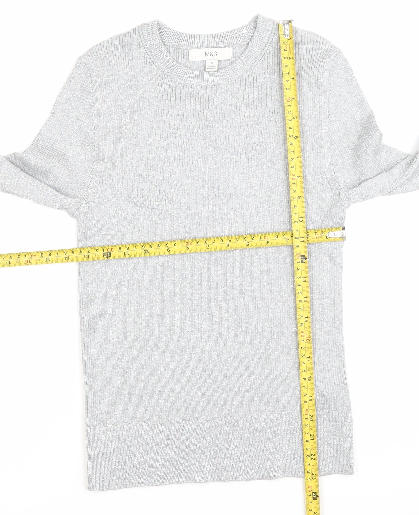 Marks and Spencer Women’s Grey Crew Neck Jumper Size 12 Long Sleeve