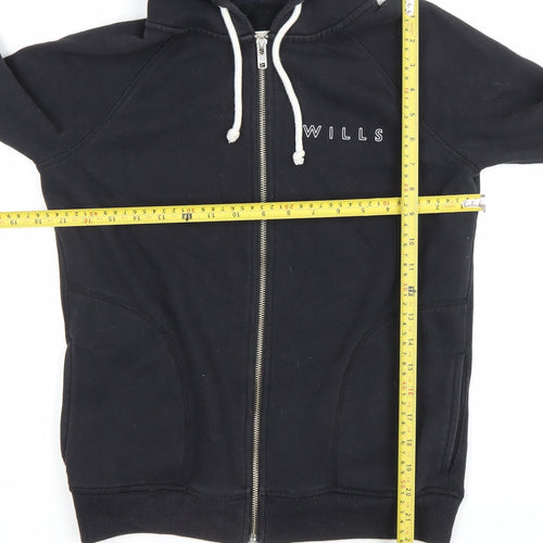 Jack Wills Womens Black Full Zip Hoodie Size UK 6 Cotton Blend