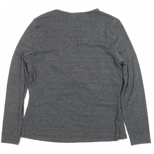 Oscar B Women’s Grey Wrap Blouse Size 14 Long Sleeve Buckle Detail