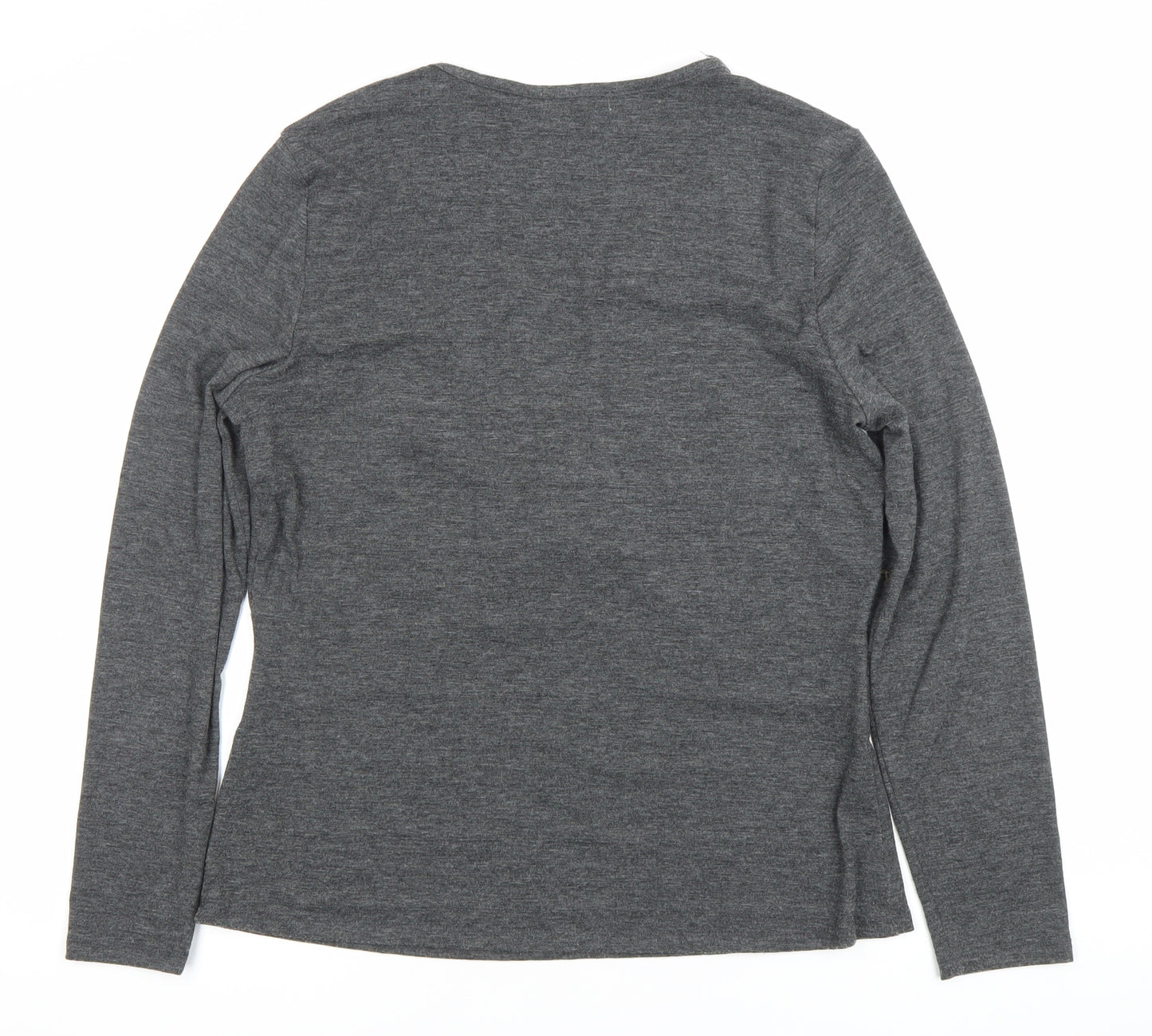 Oscar B Women’s Grey Wrap Blouse Size 14 Long Sleeve Buckle Detail