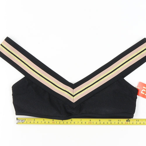 River Island Womens Black Glitter Strap Bralette Bikini Top UK 12