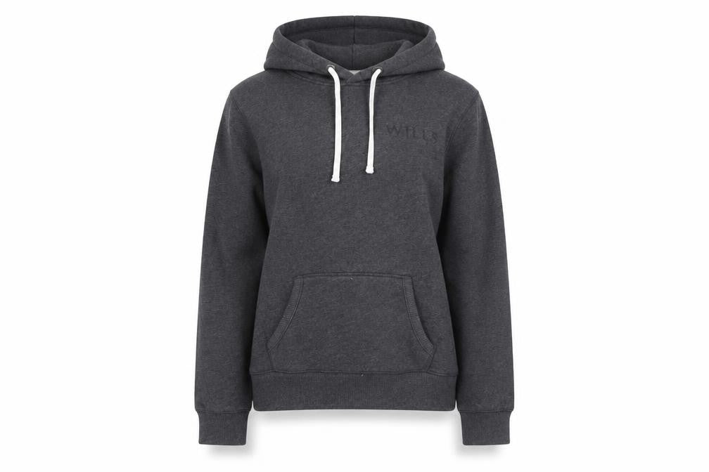 Front view of Jack Wills women’s grey pullover hoodie, size UK 14, regular fit