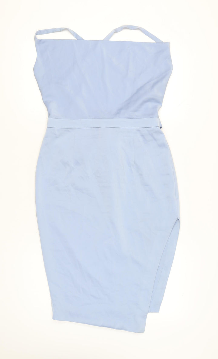 Lavish Alice Women’s Blue Size 14 Bodycon Midi Dress Sleeveless Belted