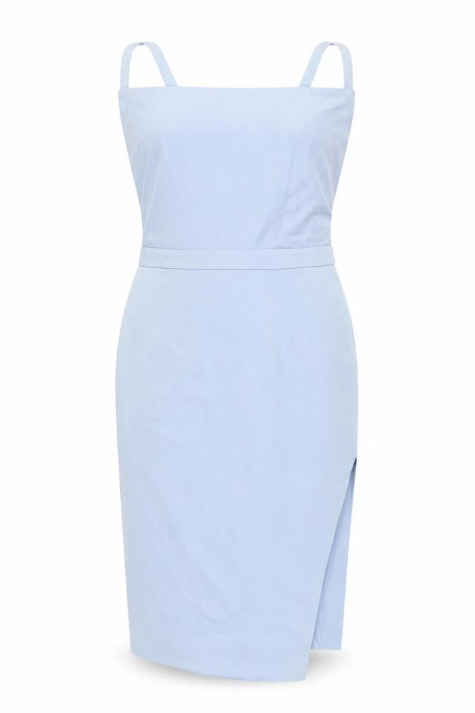 Lavish Alice Women’s Blue Size 14 Bodycon Midi Dress Sleeveless Belted