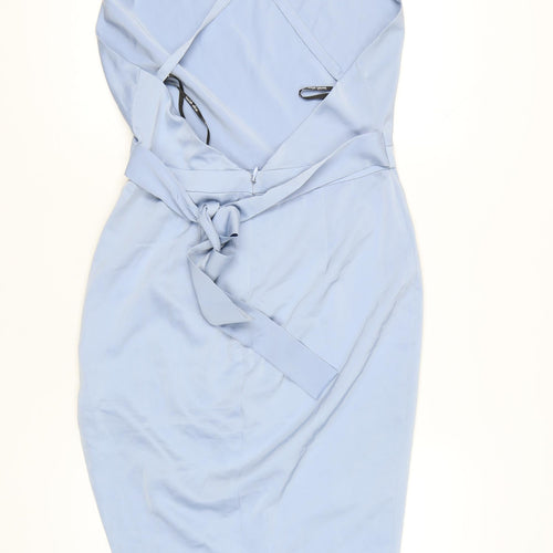 Lavish Alice Women’s Blue Size 14 Bodycon Midi Dress Sleeveless Belted