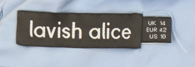 Lavish Alice Women’s Blue Size 14 Bodycon Midi Dress Sleeveless Belted