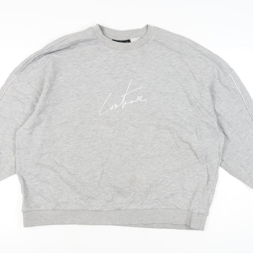 The Couture Club Womens Grey Sweatshirt Size 8 Logo Pullover